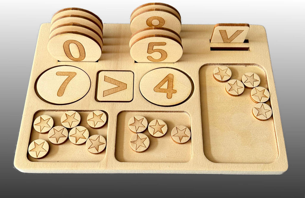 Montessori number comparison tray