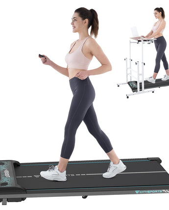 CITYSPORTS Treadmills for home,Under Desk Treadmill Ultra Slim Walking Pad with Remote,LED Display and Bluetooth Speaker,Compact Motorised Treadmill,No Assembly (GREEN)