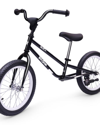 bicystar 16 Inch Kids Balance Bike for 5-8 Year Old, BMX Kids Bike with No Pedals, Air Rubber Tires, Footrests, Adjustable Height for Big Kids, Boys, Girls (Black)