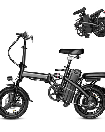 APYEAR Electric Bike for Adults,Electric Bicycle with 48V 12Ah Removable Battery,14" Folding Ebike, 22MPH Commuting Electric Bike, Multi-Shock Absorption, High Brushless Gear Motor