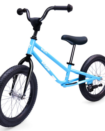 bicystar 16 Inch Kids Balance Bike for 5-8 Year Old, BMX Kids Bike with No Pedals, Air Rubber Tires, Footrests, Adjustable Height for Big Kids, Boys, Girls (Blue)