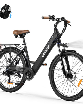 ACTBEST Core Electric Bike for Adults - 468Wh Removable Battery, 26 inch Step Thru Electric Bicycle, 350W(Peak 750W) Brushless Motor Cityrun Ebike, with 7 Speed, Up to 50 Miles, Black