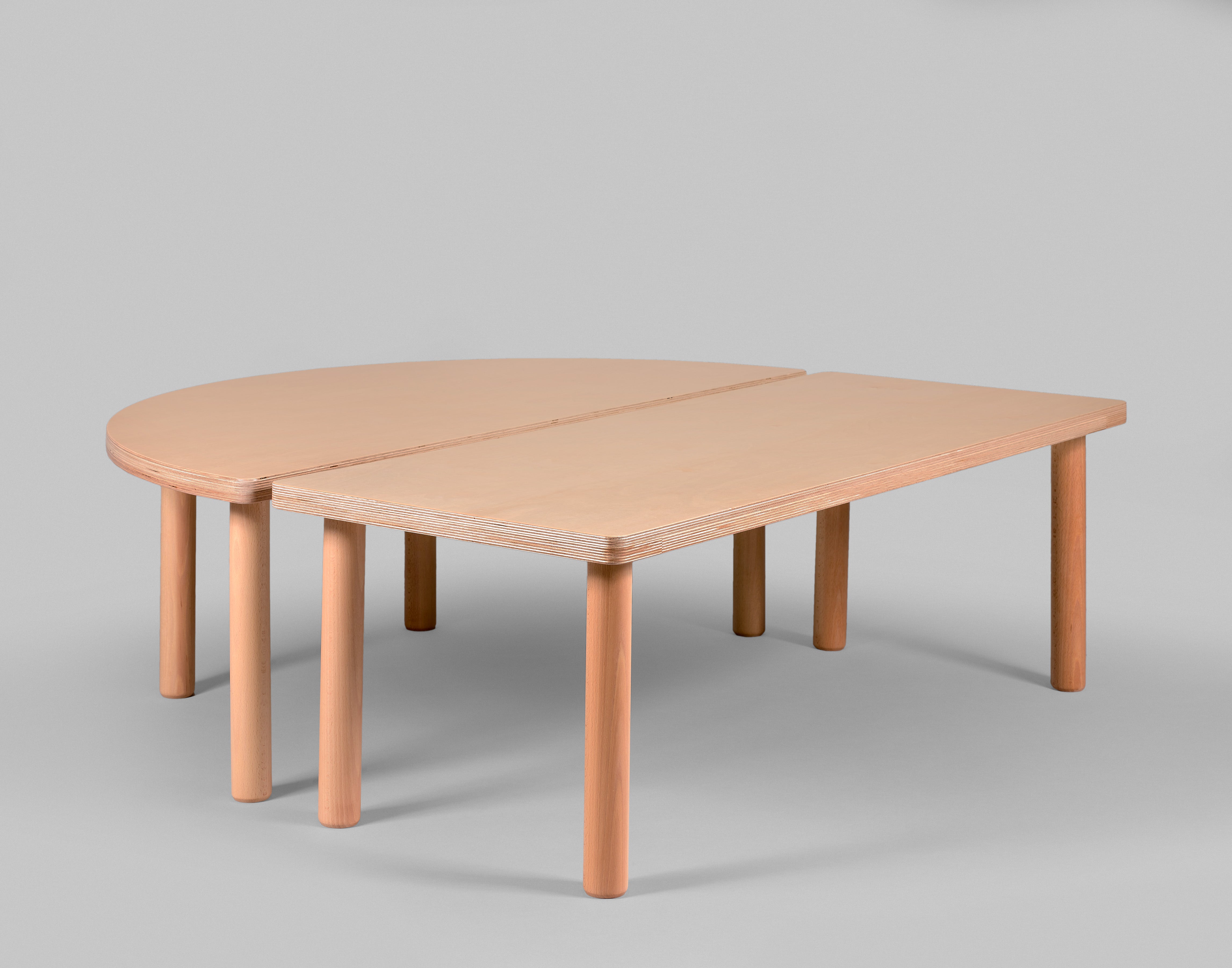 Table demi-lune - Extension rectangulaire